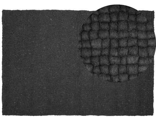 Dywan wełniany prostokątny 160 x 230 cm kulki filcowe czarny Amdo Beliani