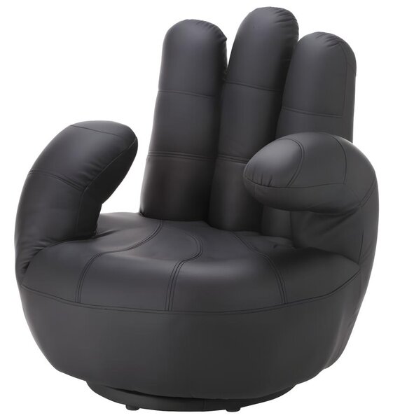 Fotel obrotowy w kształcie dłoni CATCHY z ekoskóry - Czarny