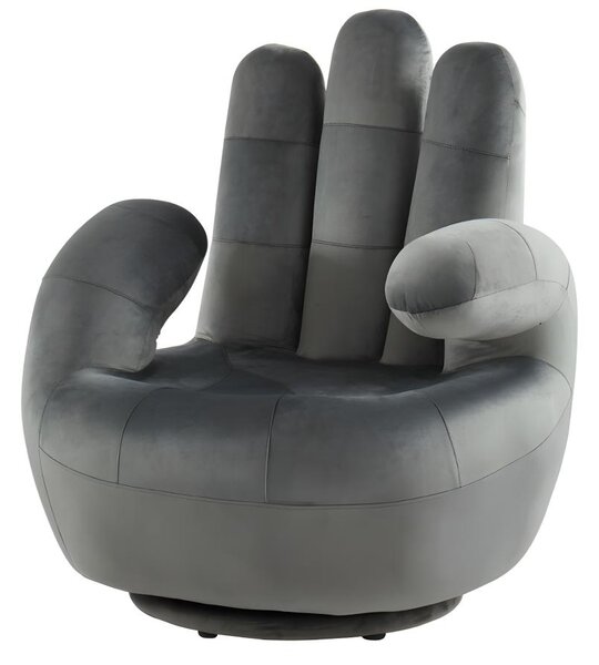 Fotel obrotowy w kształcie dłoni CATCHY z weluru - Antracytowy