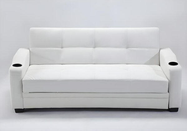 Rozkładana kanapa z ekoskóry MIRELLA - Kolor: biały