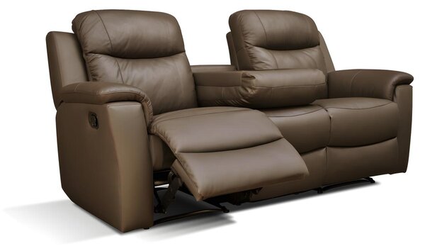Skórzana kanapa 3-osobowa EVASION z funkcją relax - brązowy