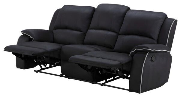 3-osobowa kanapa z funkcją relax z mikrofibry HERNANI - Czarny