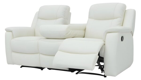 Skórzana kanapa 3-osobowa EVASION z funkcją relax - biały kość słoniowa
