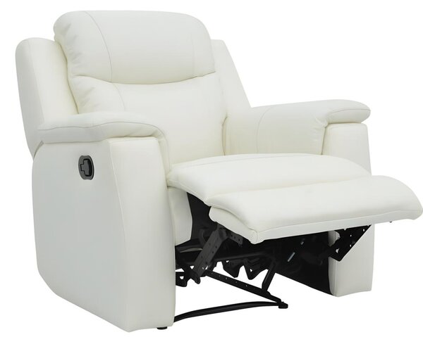 Skórzany fotel z funkcją relaks EVASION - biały kość słoniowa