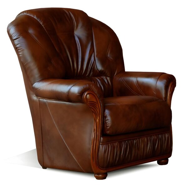 Fotel 100% skóry bawolej DAPHNE - Kolor: brązowy