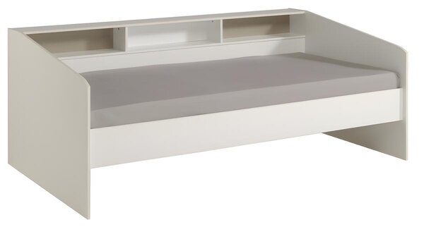 Łóżko z szufladami i półkami PAULETTE - 90x200 cm - Kolor biały