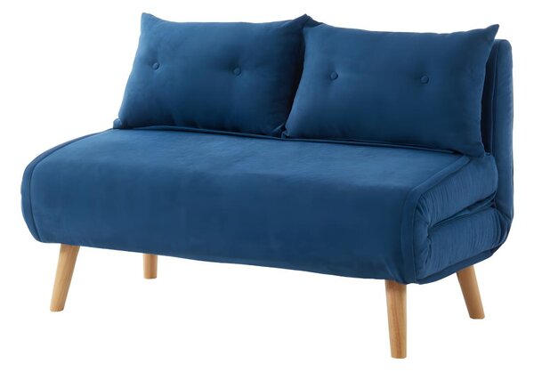 Rozkładana 2-osobowa kanapa z tkaniny VALERIO - Kolor niebieski
