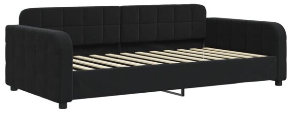 Sofa z funkcją spania, czarna, 90x200 cm, obita aksamitem