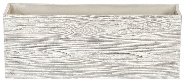 Nowoczesna doniczka ogrodowa prostokątna 42x13x15 cm efekt drewna biała Paos Beliani