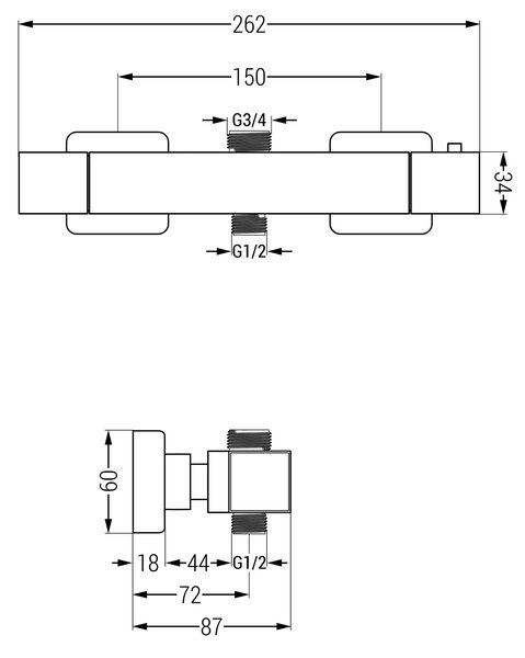 Mexen Cube termostatyczna bateria prysznicowa, złota - 77250-50