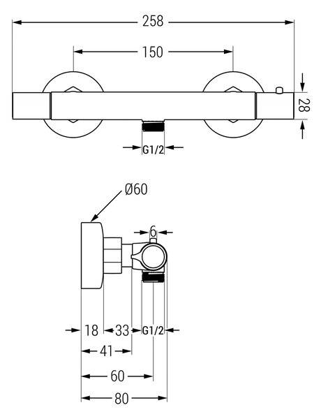 Mexen Carl zestaw prysznicowy natynkowy z deszczownicą i baterią prysznicową termostatyczną Slim, chrom - 77105240-00