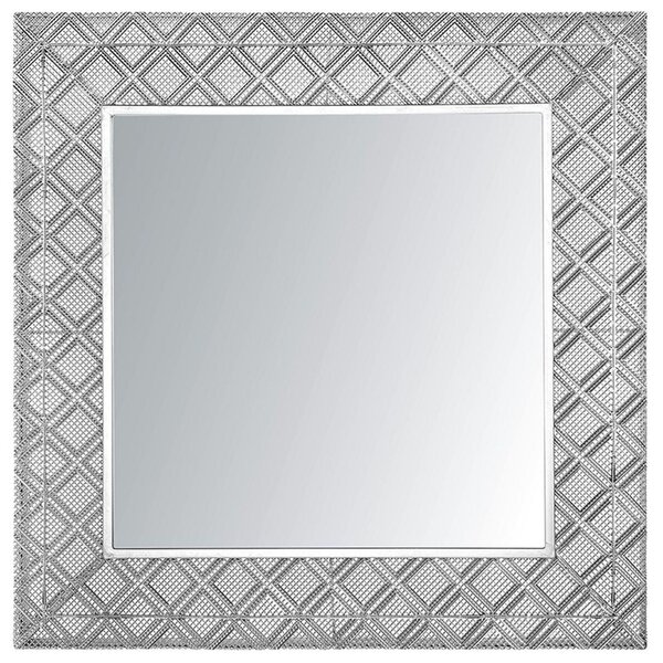 Lustro wiszące srebrne metalowe kwadratowe dekoracyjne 80 x 80 cm Evettes Beliani