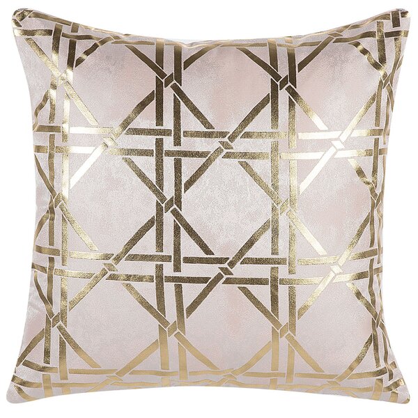Poduszka dekoracyjna glamour geometryczny złoty wzór 45x45 cm Cassia różowa Beliani