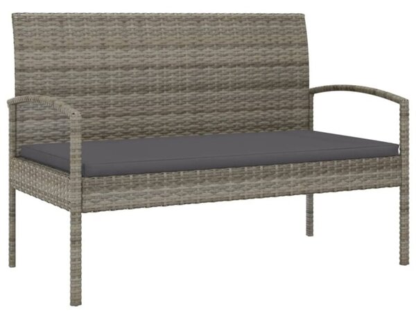 Ławka ogrodowa z poduszką, szara, 105 cm, polirattan