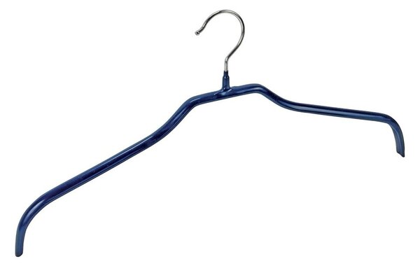 Komplet 4 niebieskich antypoślizgowych wieszaków na ubranie i uchwytów Wenko Hanger Slim