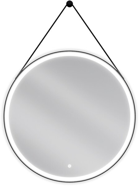 Mexen Reni lustro łazienkowe podświetlane, okragłes 80 cm, LED 6000K, antypara, rama czarna - 9812-080-080-611-70