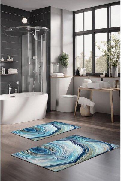 Niebieskie dywaniki łazienkowe zestaw 2 szt. 60x100 cm – Foutastic