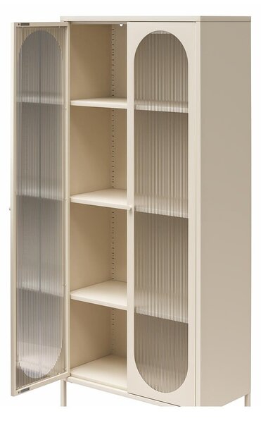 Kremowa metalowa witryna 80x186x40 cm Luna – Støraa