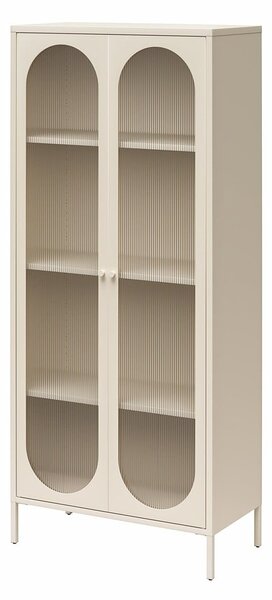 Kremowa metalowa witryna 80x186x40 cm Luna – Støraa