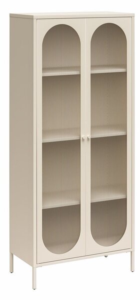 Kremowa metalowa witryna 80x186x40 cm Luna – Støraa