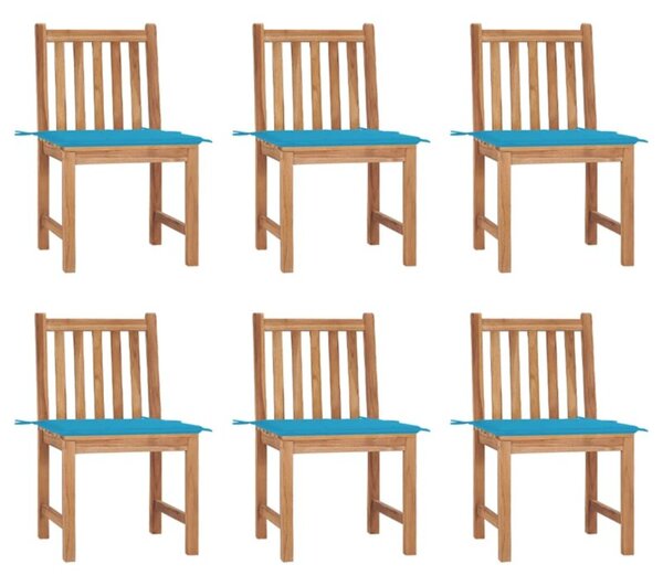 Krzesła ogrodowe z poduszkami, 6 szt., lite drewno tekowe