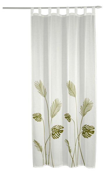 Biało-zielona firanka z woalu 135x245 cm – Sehlbach