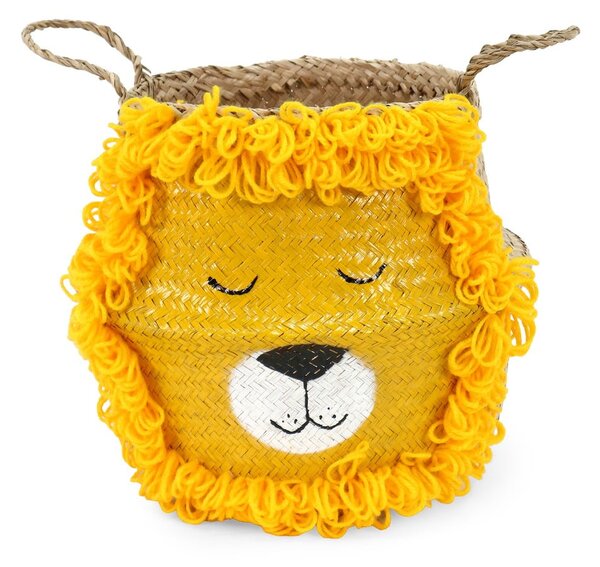 Żółto-naturalny kolorze dziecięcy kosz na zabawki z trawy morskiej ø 30x28 cm Lion – Compactor