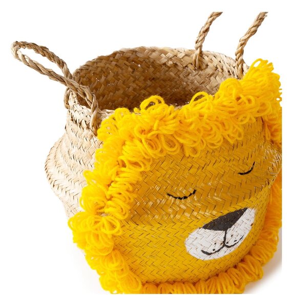 Żółto-naturalny kolorze dziecięcy kosz na zabawki z trawy morskiej ø 30x28 cm Lion – Compactor