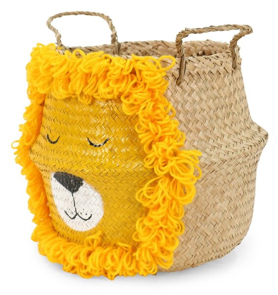 Żółto-naturalny kolorze dziecięcy kosz na zabawki z trawy morskiej ø 30x28 cm Lion – Compactor