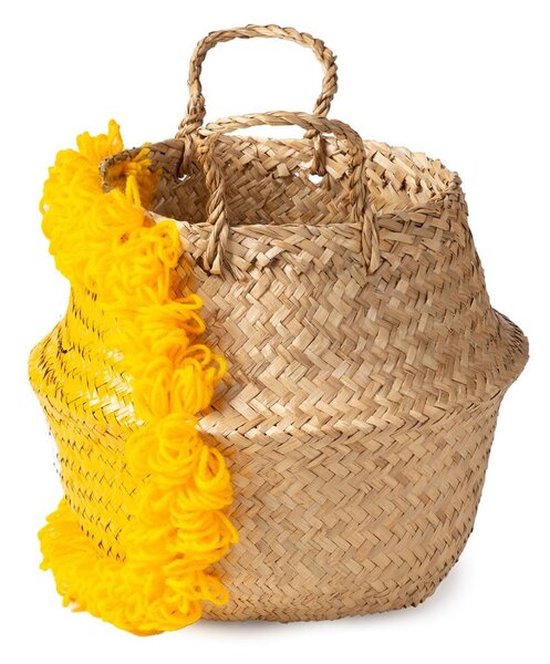 Żółto-naturalny kolorze dziecięcy kosz na zabawki z trawy morskiej ø 30x28 cm Lion – Compactor