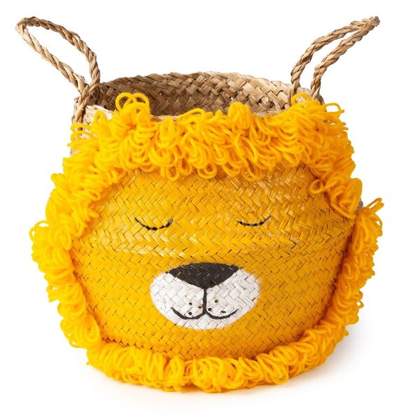 Żółto-naturalny kolorze dziecięcy kosz na zabawki z trawy morskiej ø 30x28 cm Lion – Compactor