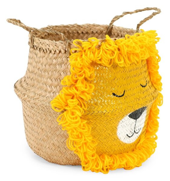 Żółto-naturalny kolorze dziecięcy kosz na zabawki z trawy morskiej ø 30x28 cm Lion – Compactor