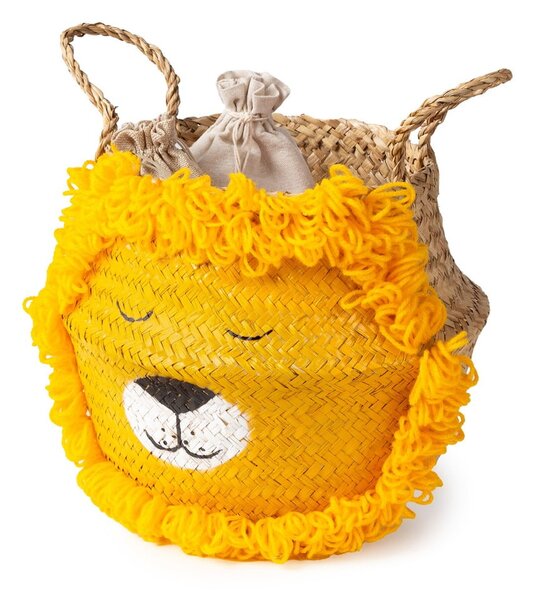 Żółto-naturalny kolorze dziecięcy kosz na zabawki z trawy morskiej ø 30x28 cm Lion – Compactor