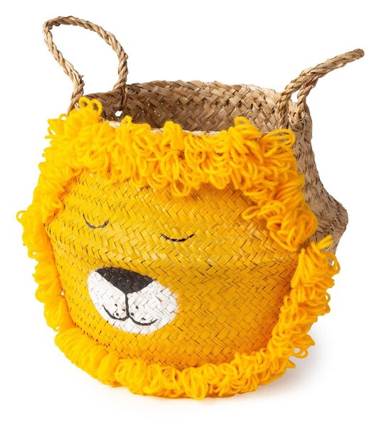 Żółto-naturalny kolorze dziecięcy kosz na zabawki z trawy morskiej ø 30x28 cm Lion – Compactor