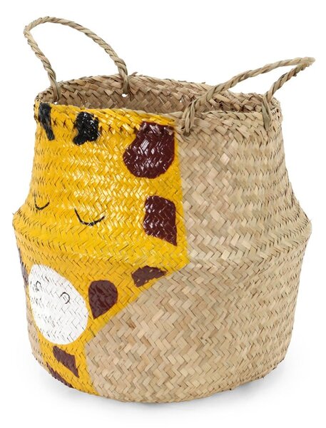 Żółto-naturalny dziecięcy kosz na zabawki z trawy morskiej ø 30x28 cm Giraffe – Compactor