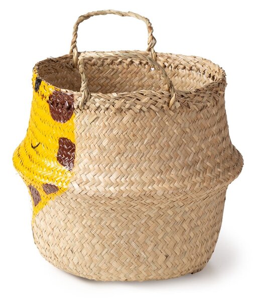 Żółto-naturalny dziecięcy kosz na zabawki z trawy morskiej ø 30x28 cm Giraffe – Compactor