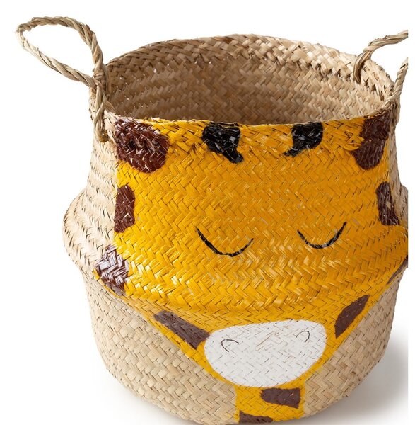 Żółto-naturalny dziecięcy kosz na zabawki z trawy morskiej ø 30x28 cm Giraffe – Compactor