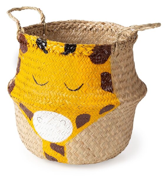 Żółto-naturalny dziecięcy kosz na zabawki z trawy morskiej ø 30x28 cm Giraffe – Compactor