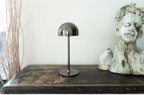 Ciemnoszara lampa stołowa LED ze zdalnym sterowaniem i metalowym kloszem (wysokość 30 cm) Tim – Sirius