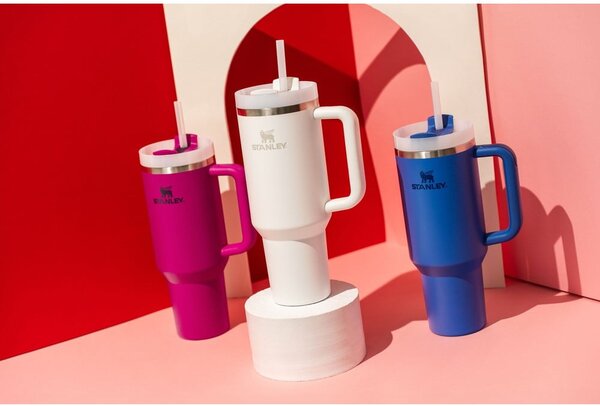 Biały termos ze słomką ze stali nierdzewnej 1,18 l Quencher H2.0 FlowState Tumbler Frost – Stanley