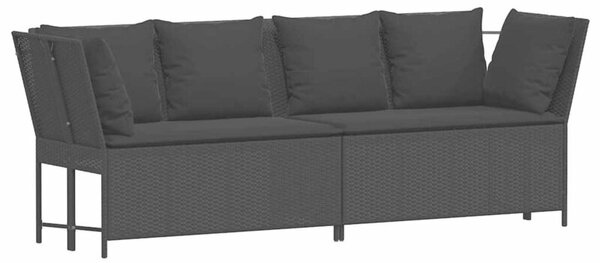 Fotel ogrodowy z poduszkami, rattan pe, czarny