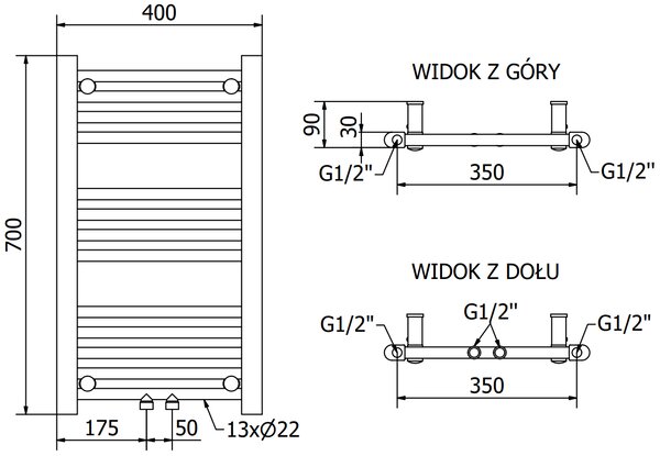 Mexen Mars grzejnik elektryczny 700 x 400 mm, 300 W, czarny - W110-0700-400-6300-70