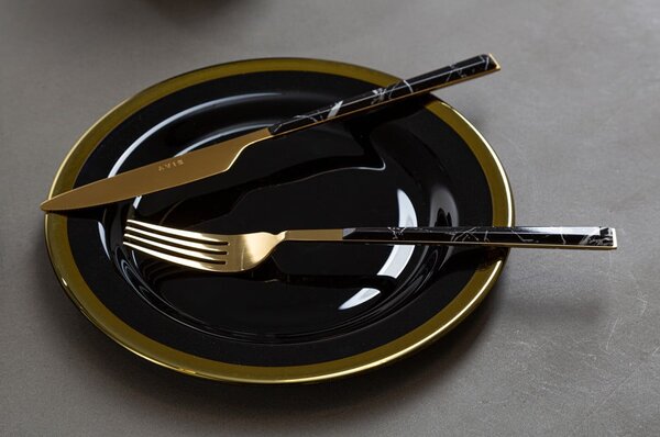 Stalowe sztućce w czarno-złotym kolorze 16 szt. Avie – Premier Housewares