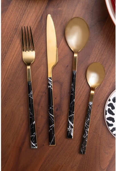 Stalowe sztućce w czarno-złotym kolorze 16 szt. Avie – Premier Housewares
