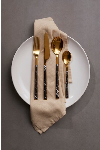 Stalowe sztućce w czarno-złotym kolorze 16 szt. Avie – Premier Housewares