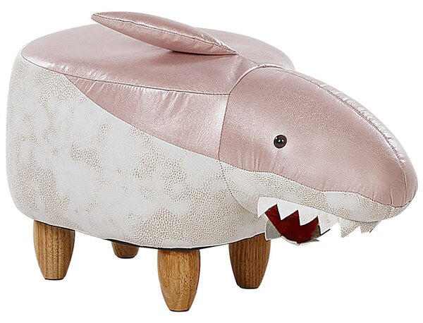 Pufa zwierzak siedzisko dla dziecka ekoskóra drewniane nóżki różowa Shark Beliani