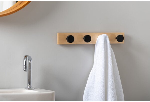 Czarny wieszak ścienny z litego drewna sosnowego Knobs – PT LIVING