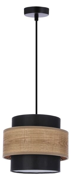 Czarno-naturalna lampa wisząca z tekstylnym kloszem ø 20 cm Twin – Candellux Lighting
