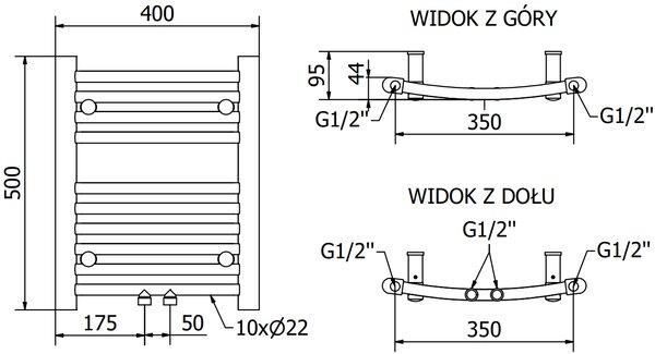 Mexen Ares grzejnik elektryczny 500 x 400 mm, 300 W, czarny - W102-0500-400-6300-70