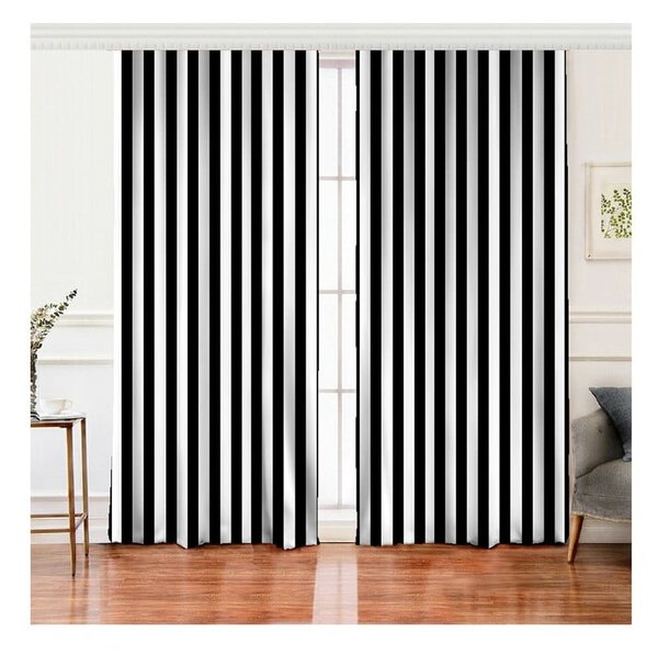 Czarno-białe zasłony zestaw 2 szt. 140x260 cm – Mila Home